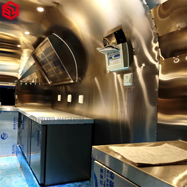Belyoo New Design Food Truck Custom Airstream Food Trailer with Fully Equipped Mobile Kitchen for Sale