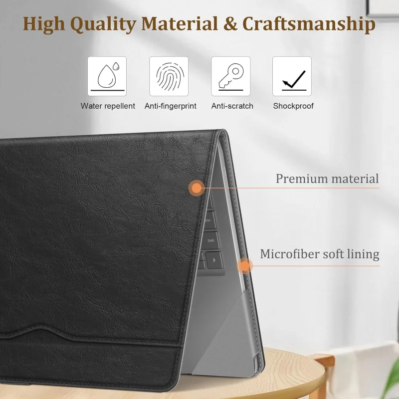 Laptop Sleeve Case Large Pocket Protective Wireless Portable Daily Bag PU Leather Laptop Bag