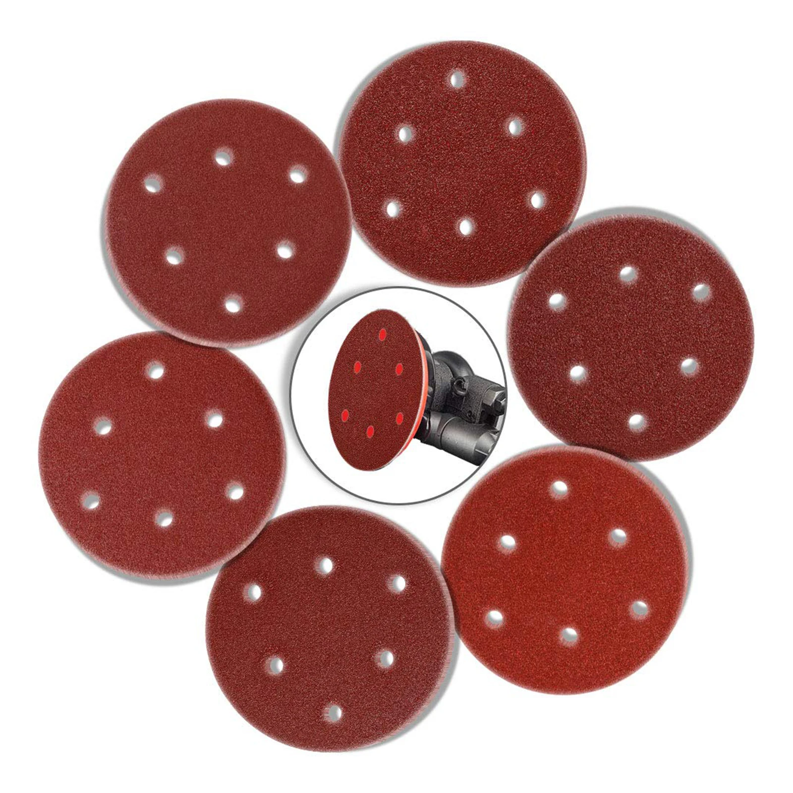 Factory Price Sanding Discs 6 Holes 5 inch Hook and Loop Velcro Sand Abrasive Paper Sheet Sandpaper for Random Orbital Sander