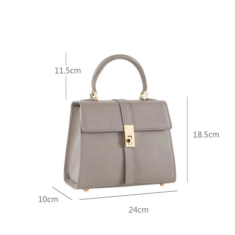 Custom Logo Classic Luxury Small Pu Leather Womens Handbags Fashion Twist Lock Saffiano Elegant Top Handle Ladies Hand Bags
