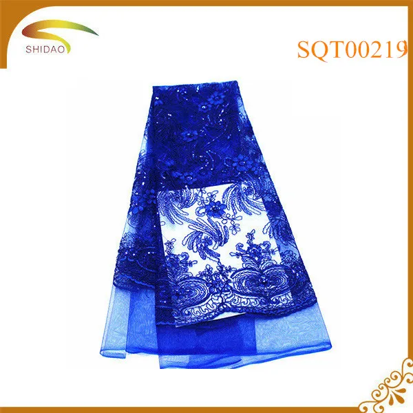 shidao royal blue textile african george lace fabric mesh embroidery
