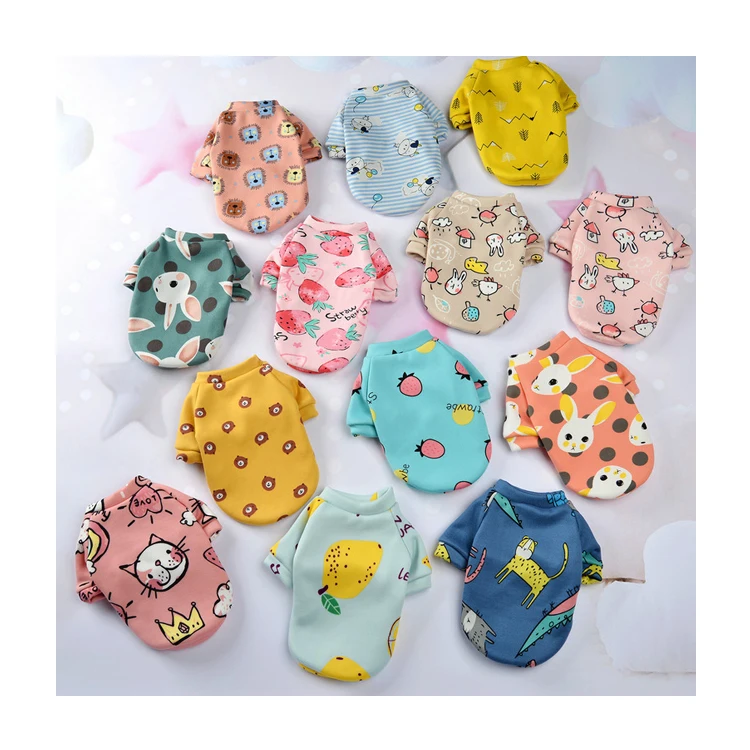 Pet Dog or cat Costume Cute Animal Printed Pet Coat Cotton Soft Pullover Dog Shirt  Sweatshirt Cat Sweater Pets Clothes