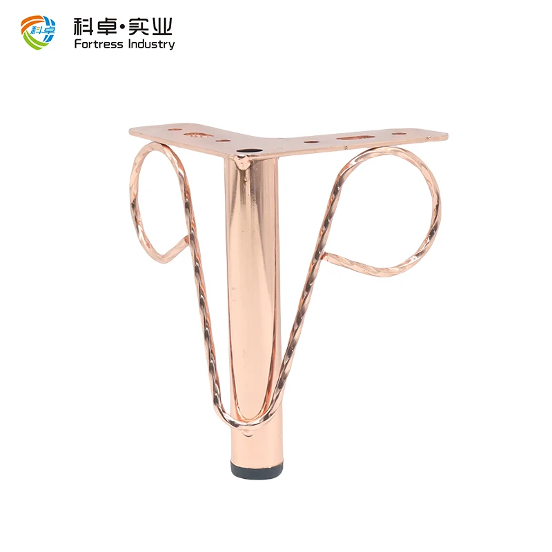 Wholesale Metal Fashion Rose Gold Sand Hair Leg Hardware Modern Gold Foot Heavy-Duty Table Legs Corner Sofa Legs