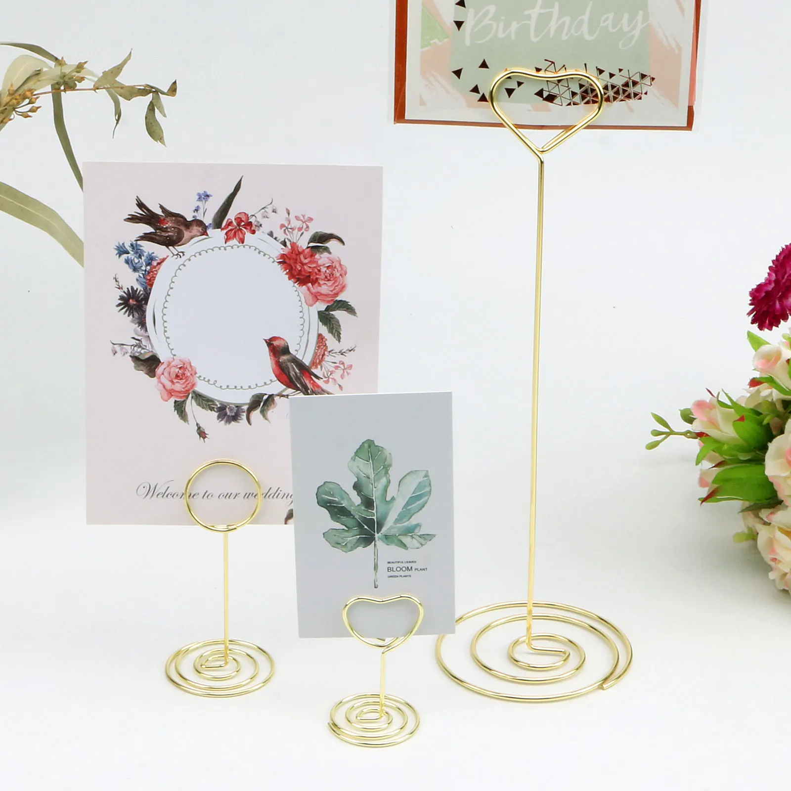 YS2003 Wholesale High Metal Heart Shaped Wedding Party Name Cards Menu Memo Clips Table Number Holders Place Card Holder