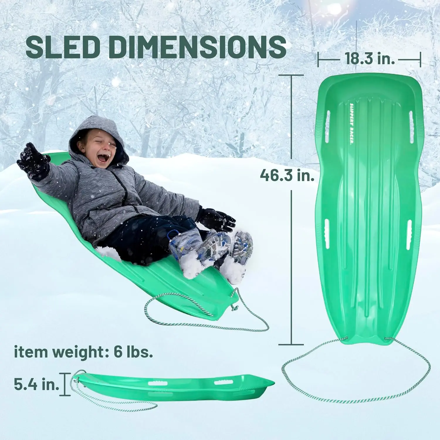 Wholesale HDPE Plastic Snow Sled for Adults Toboggan Sledge Downhill Kids Steerable Snow Sled