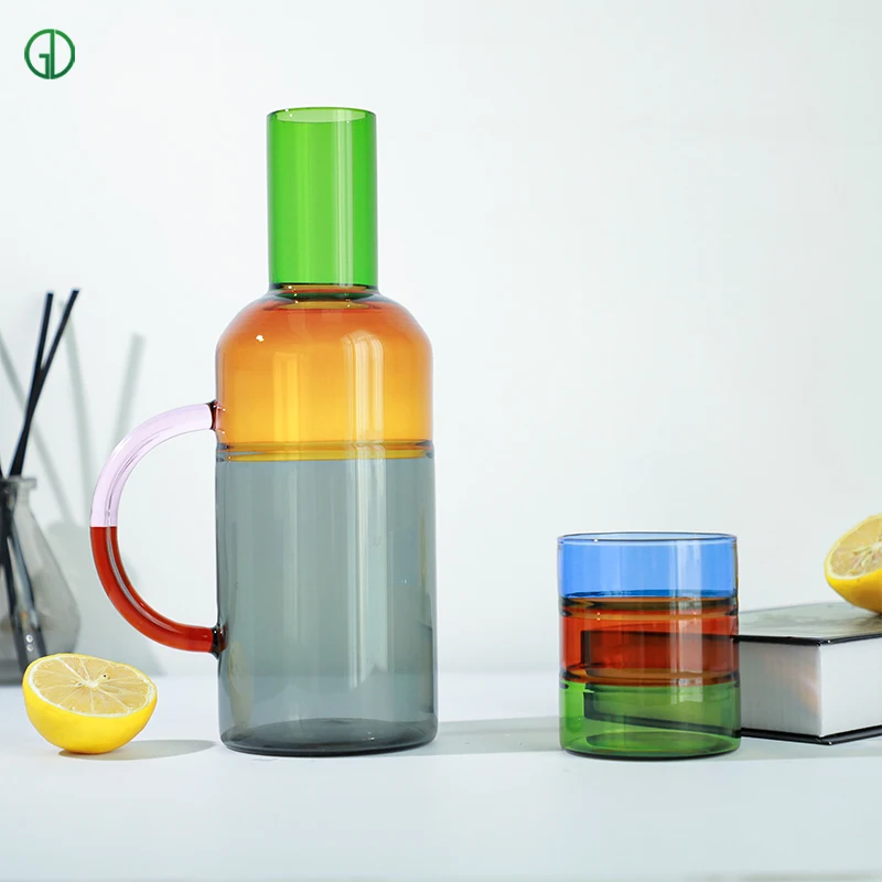 Custom Nordic Home Style Borosilicate Glass Water Jug Glass Water Carafe Heat Resistant Milk Glass Filter Pitcher With Spout