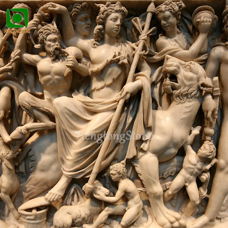 Classical European Antique Stone Marble Greek Figure Statue Engraving Relief