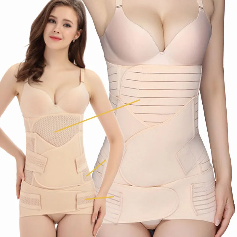 3 in 1 Detachable Postpartum Wrap Shapewears Recovery Set Abdominal Band Elastic Bands Waist Trainer Back Support Girdle