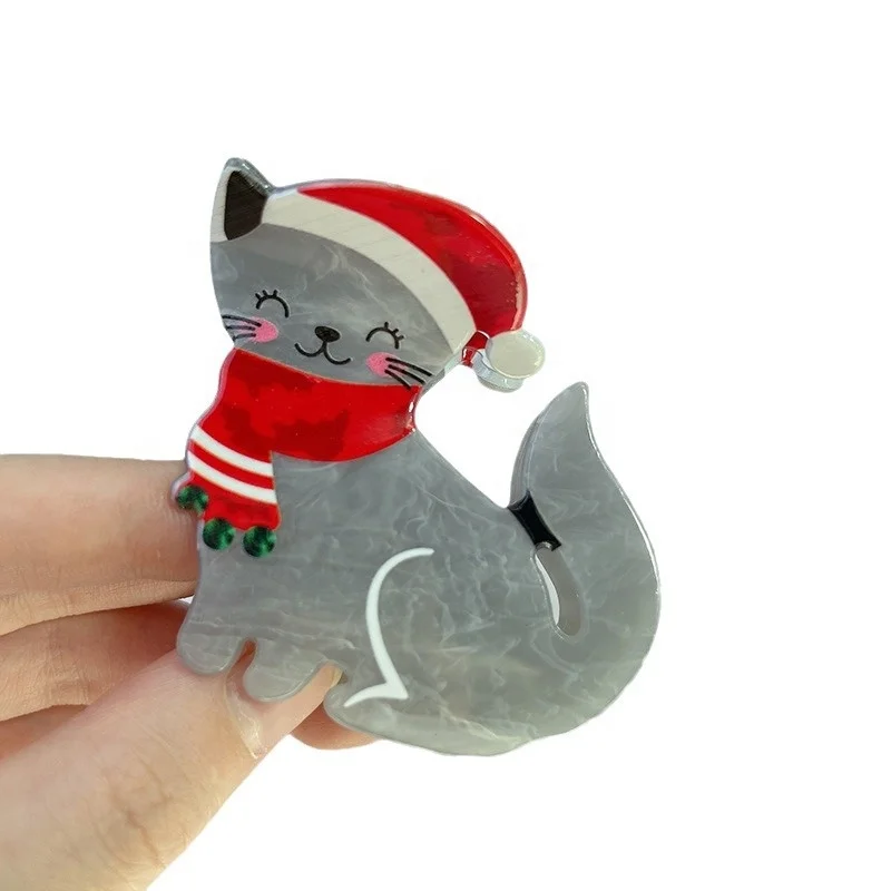 2023 Cute Elk Christmas Hair Clip for Women Cat Dog Hat Animal Claw Festival Hair Jewelry Accessories Acetate Hair Claws