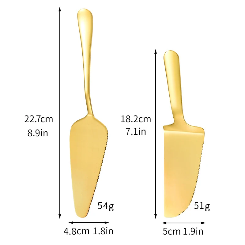 Wholesale Silver Gold Pizza Cake Pallet Knife Stainless Steel Cake Shovel Cutter Knives for Wedding