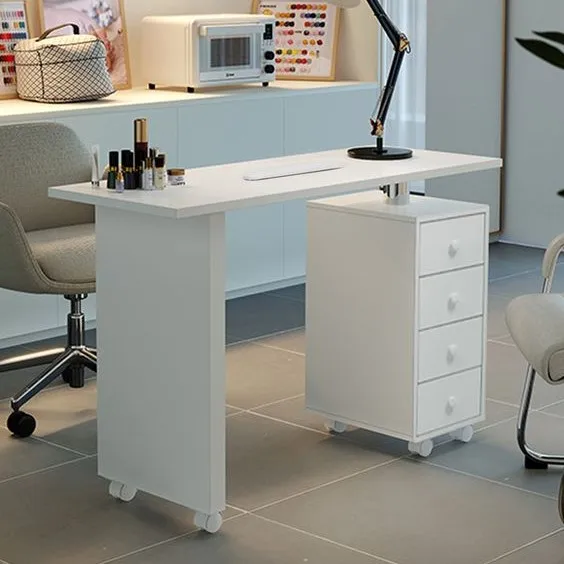 Factory Price More Design Beauty Salon Furniture Glass Top Portable High Gross Spa White Nail Station Manicure Table With Fan