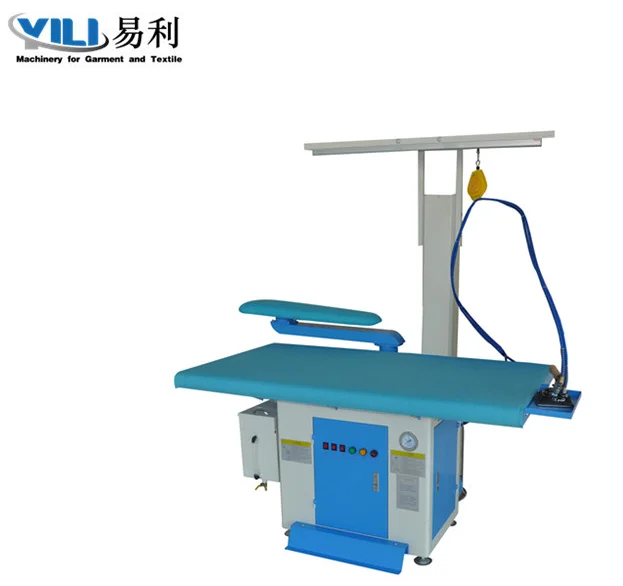 industrial steam ironing vacuum table with boiler for garment factory with Chimney and iron hanger