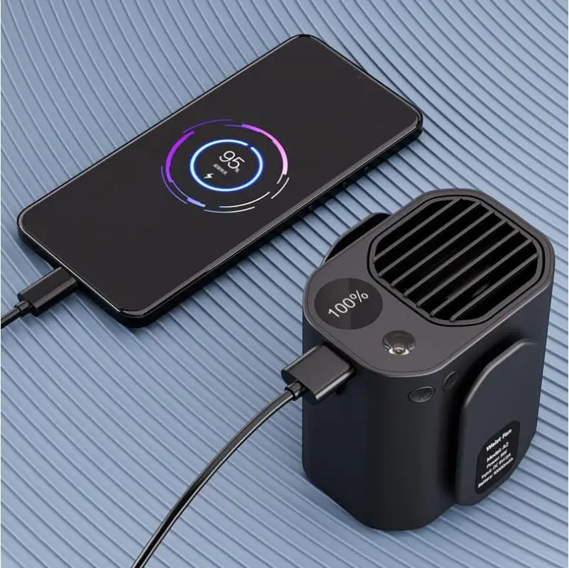 Outdoor hanging waist fan with long clip 12hours working time new model private mold rechargeable fan charger fan