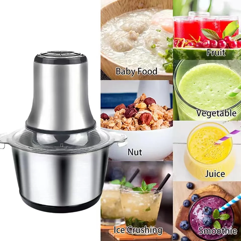 Electric Meat Grinder 3 Speeds Stainless Steel Electric Chopper Automatic Mincing Machine Quiet Food Processor