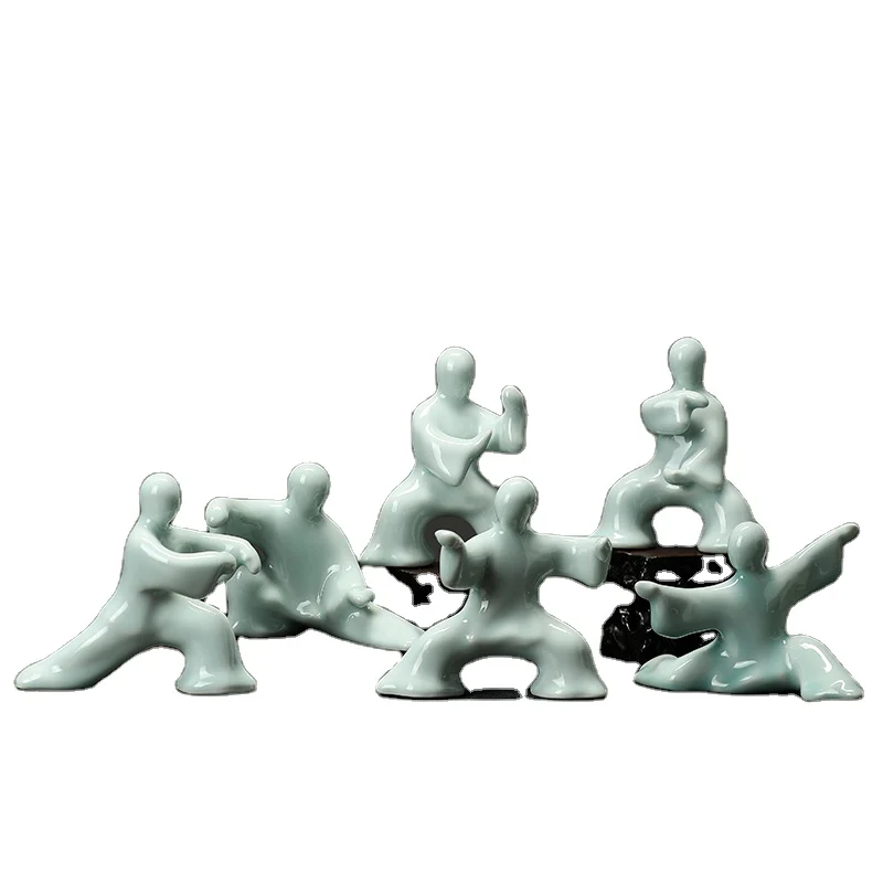 Factory price kungfu figure sets ceramic decorations Chinese style art crafts household decorations modern home decor