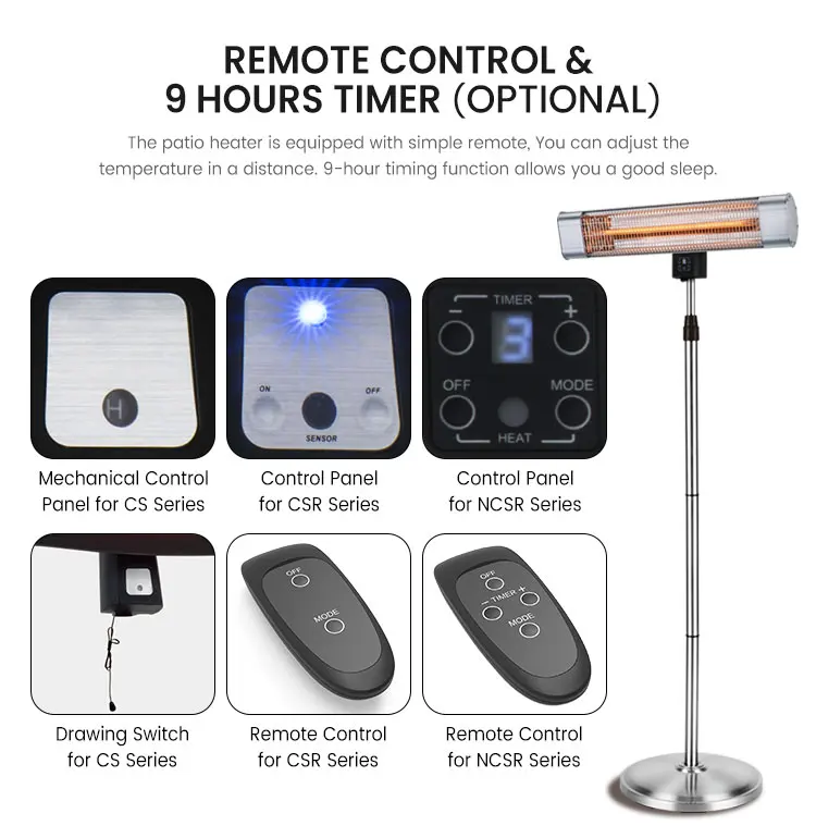 Tip over Safety Switch Stand Aluminium Alloy Infrared  Electric Patio Heater