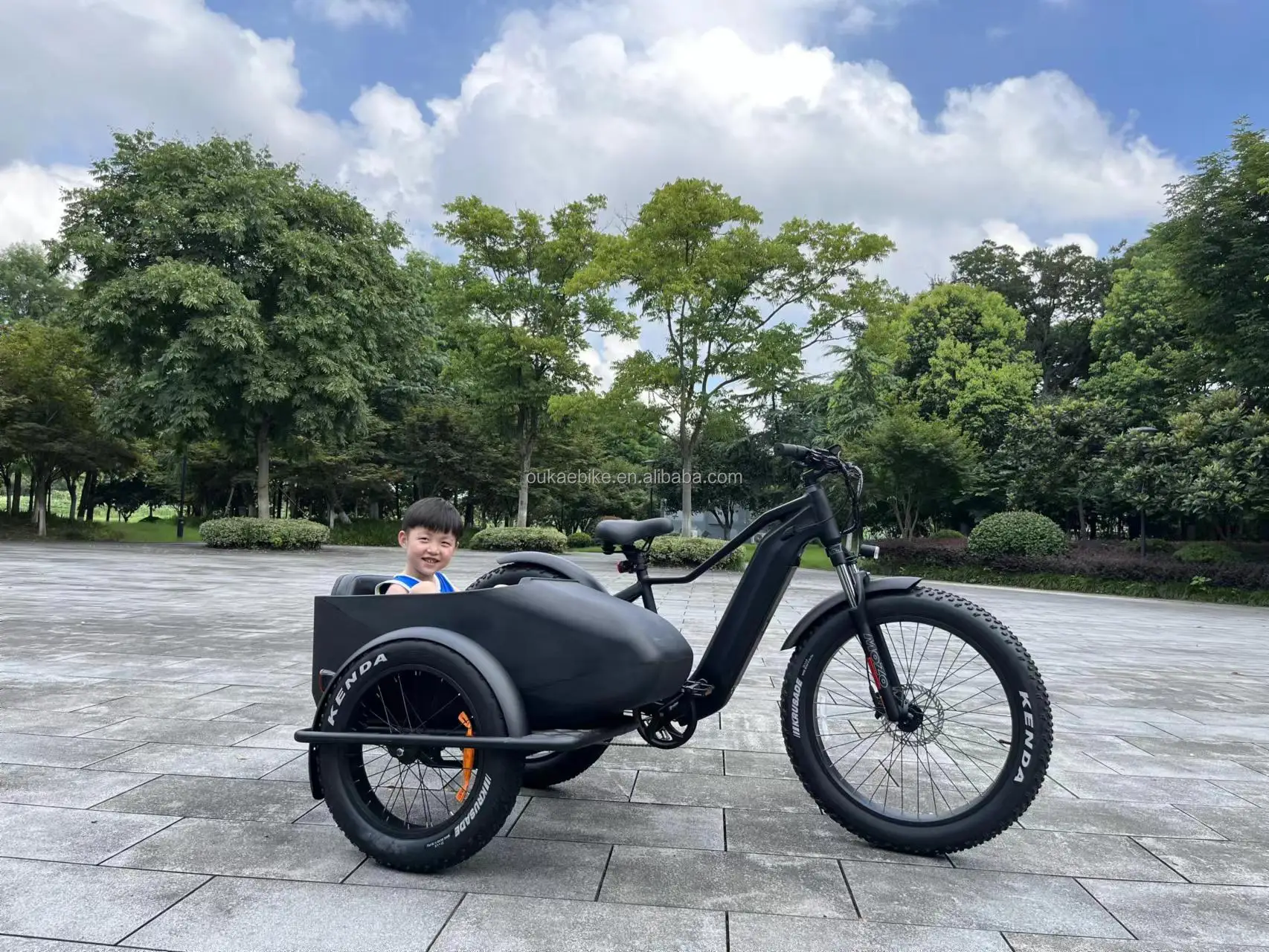 Customized electric tricycle with sidecar for sale electric passenger tricycle cabin three wheel motorcycle for kids