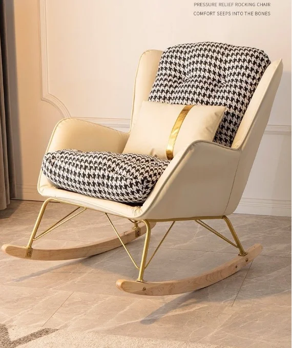 Modern luxury sofa set furniture living room lazy recliner chair nordic rocking chair recliner rocker sofa single rocking chair