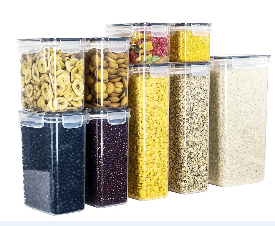 9pack Amazon New Arrival  Dry Food Storage Container With Lid Airtight High Clear Plastic For Cereal Snack Food Kitchen & Pantry