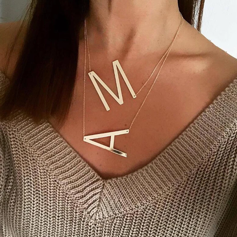 High quality woman accessories creativity 26 letter ladies necklace fashion name dainty necklace