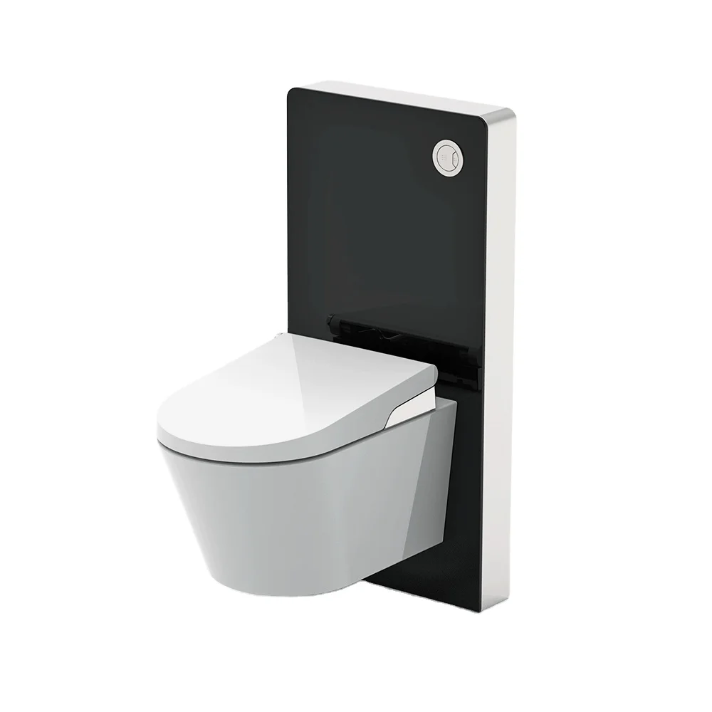 Good Price Black White Pneumatic Dual Flushing Cistern Toilet Water Tank Fashion Glass Cabinet