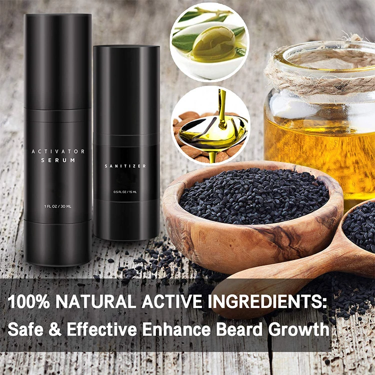 Private Label Organic Growth Strengthens Oil Kit Cleansing Wash Men Beard Shampoo Conditioner Beard Care Growth Set