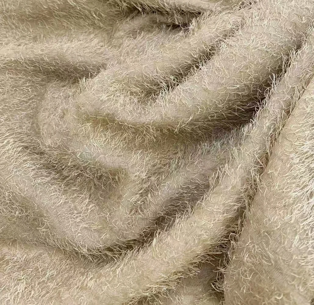 2024 New Arrival Light Weight Luxury Grey Hairy Sheer  Curtain Fabric For Living Room Hometextile