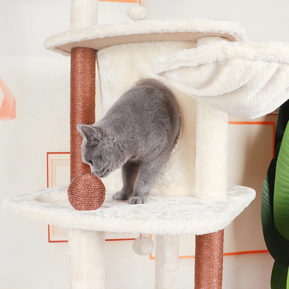Amazon Top Seller Pet Product Cat Tree Tower Condo Scratcher Furniture Kitten Pet House Hammock Sisal wood comfortable plush