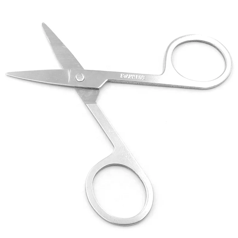 Private Label Beauty Tool Manicure Scissor Medical Stainless Steel Eye Brow Lash Silver Eyelash Eyebrow Scissor TH6262