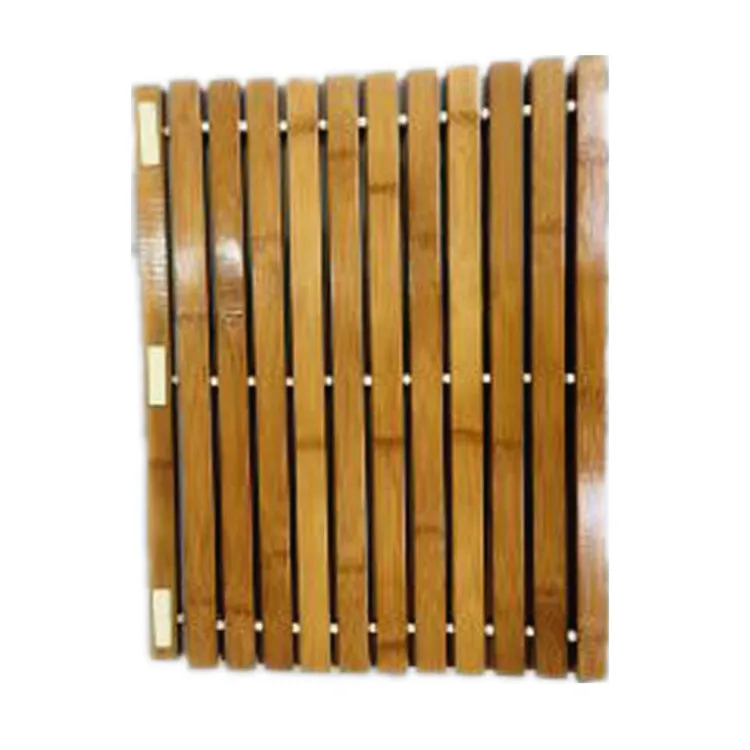 Eco-friendly Natural Bamboo bathroom floor mat collapsible non-slip bath mat wooden bath mat