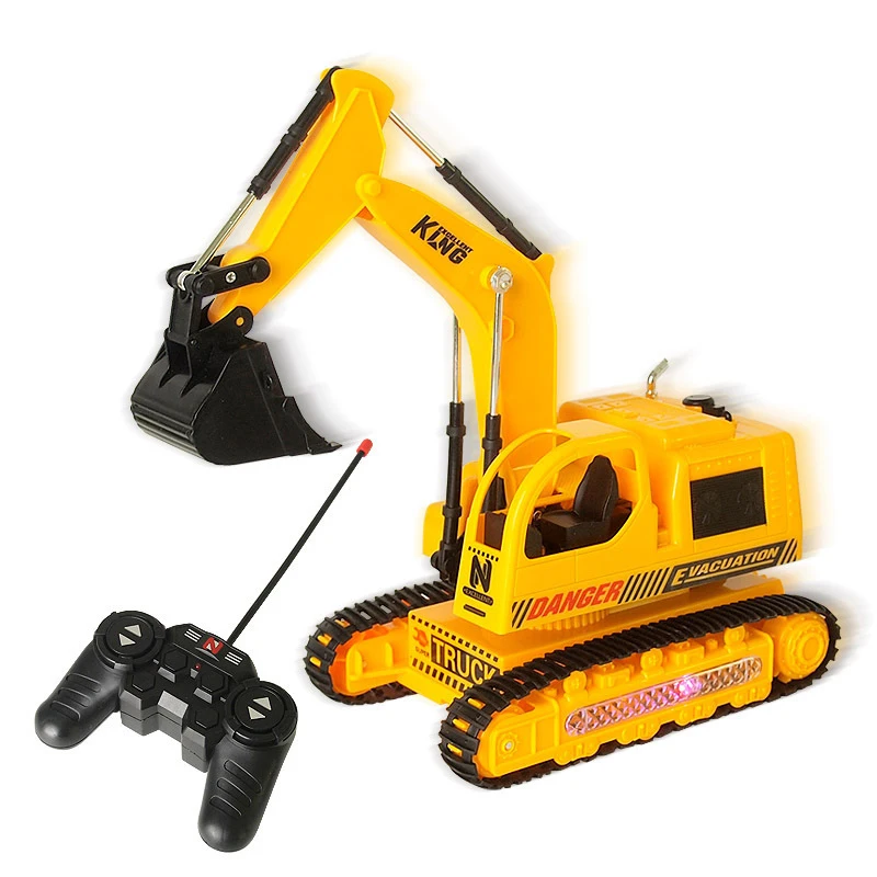 Rechargeable Remote Control Construction Vehicles Colorful Lights Crawler Stunt Five-pass Package Electric Excavator Toy
