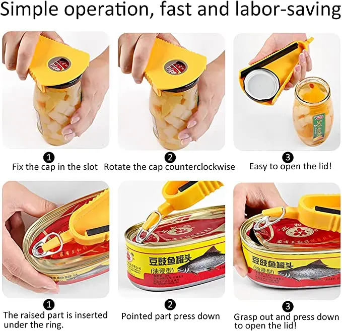Household Multifunctional Bottle/ Can Opener Opens Any Size/Type of Lid Effortlessly Grip Jar Opener