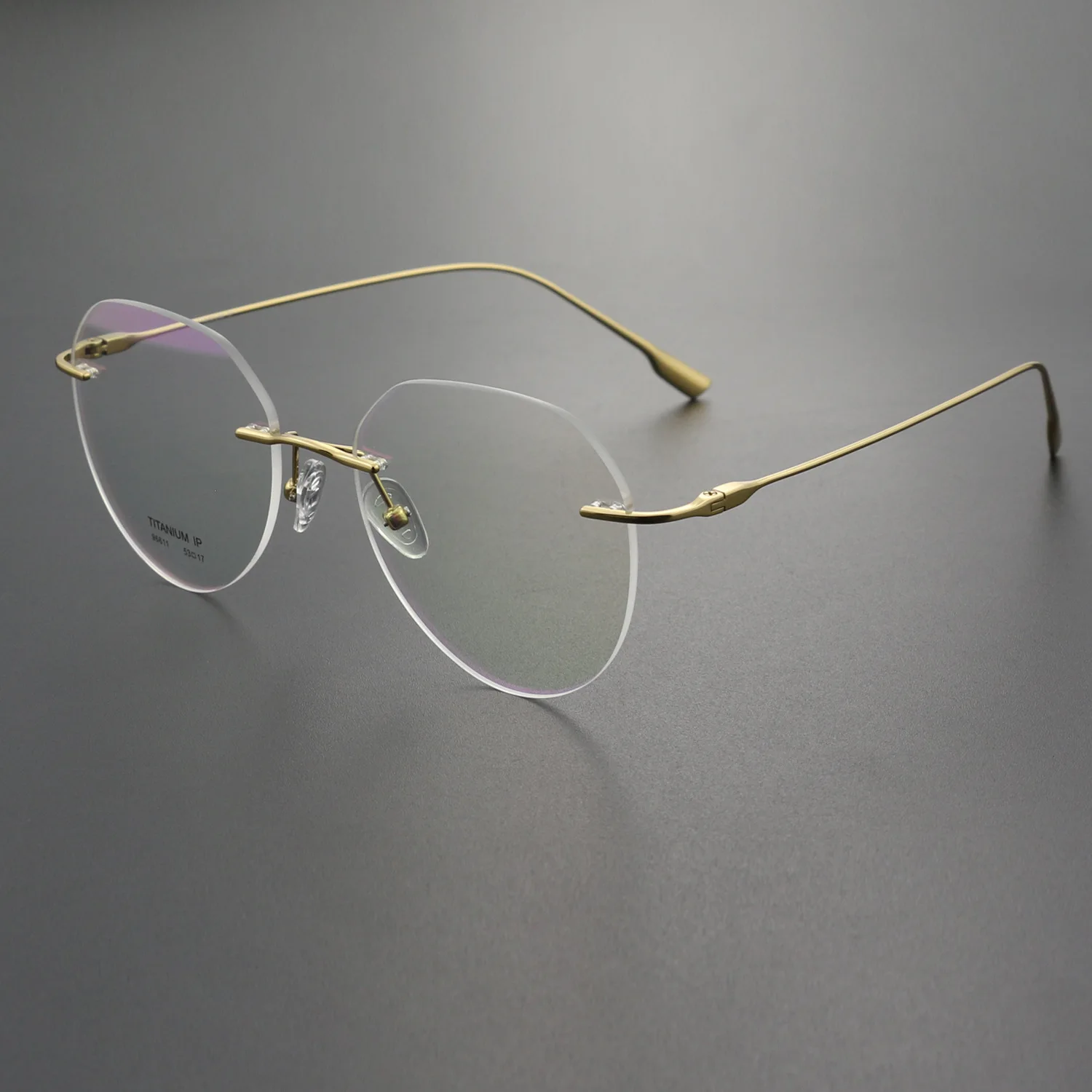 shenzhen pure titanium rimless optical eyeglasses frame round circle frameless retro polygonal circular  glasses eyeglass frames