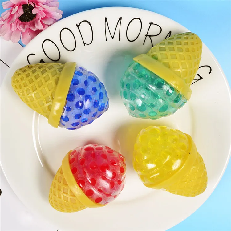 Factory Direct Ice Cream TPR Grape Bead Ball Oem Stress Soft Squeeze Toy Vent Ball