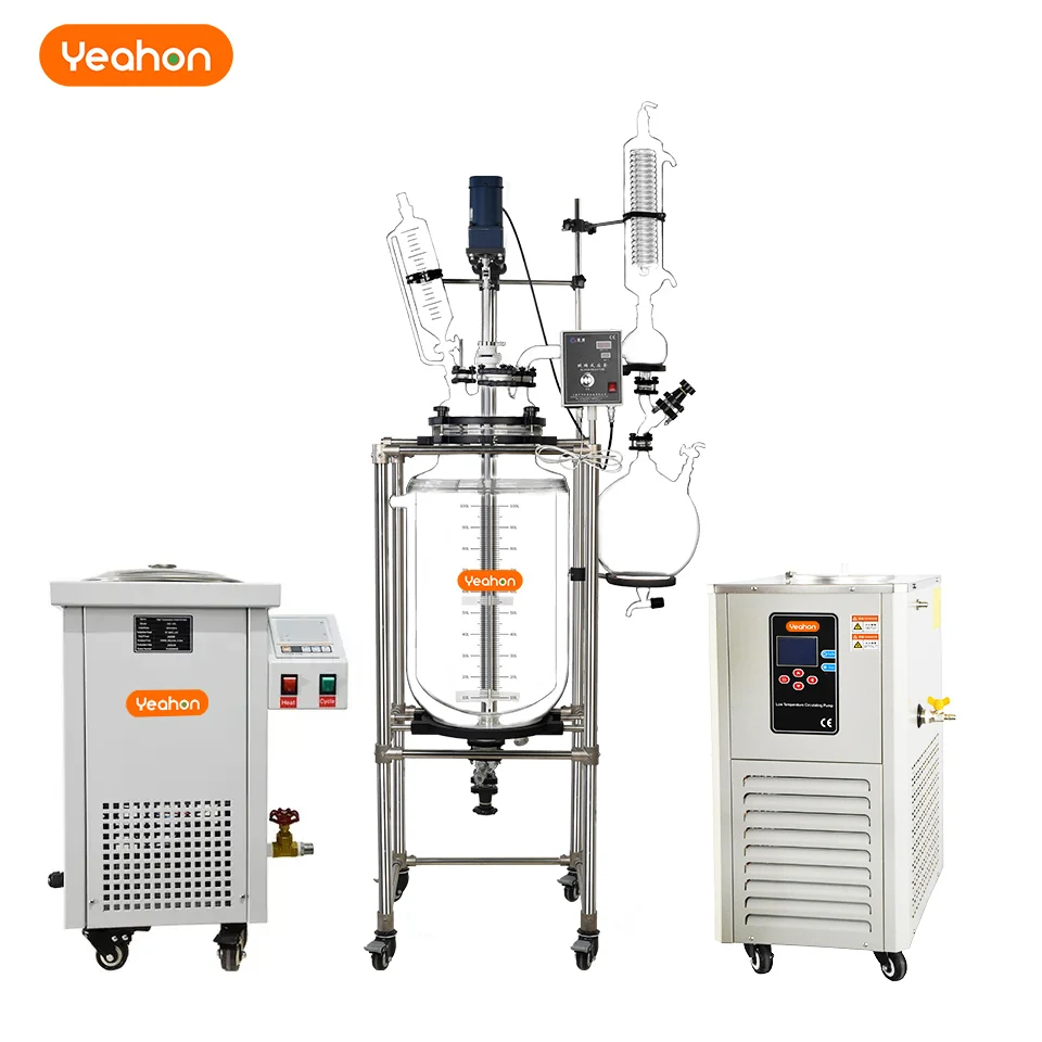 Chemical 1l/ 5l/ 10l/ 30l/ 100l 100 liter double wall jacketed glass reactor 10 liter 50 l 30 l for lab use