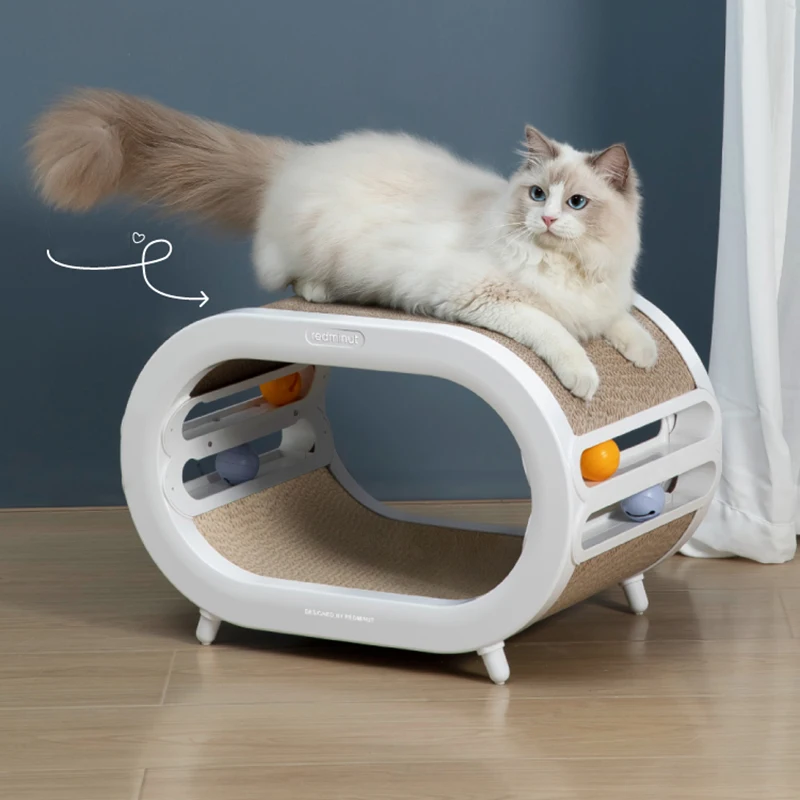 Novelty stable cardboard cat scratcher toy beds with bells