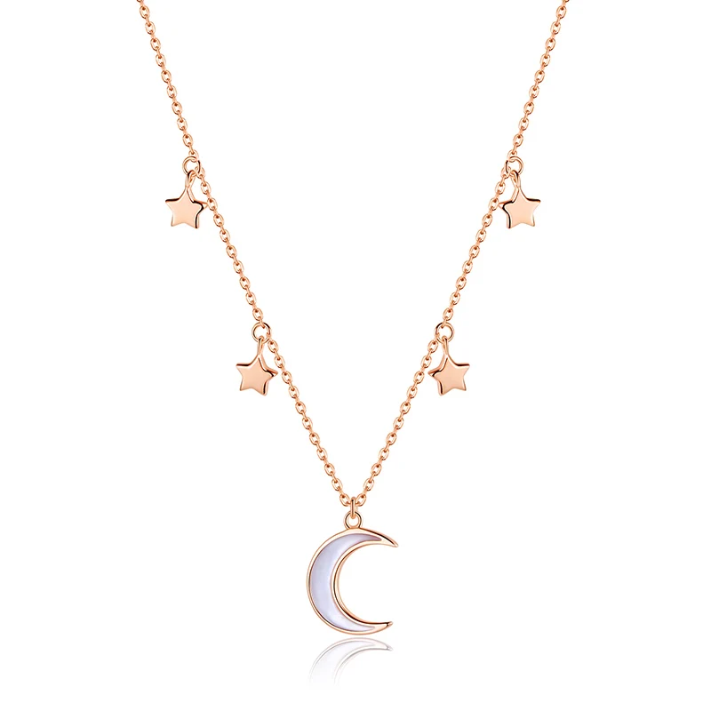 2023 Fashion Statement 925 Sterling Silver Star And Moon Necklace For Women
