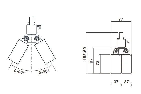 220V Adjustable 2X15W 2X30W 2X40W Led Track Panel Light Lens Ra80  Track Mounted SMD