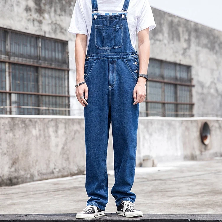 Casual Hip Hop Denim Jumpsuit Casual Loose Trousers High Street Baggy Jeans Overalls for Men