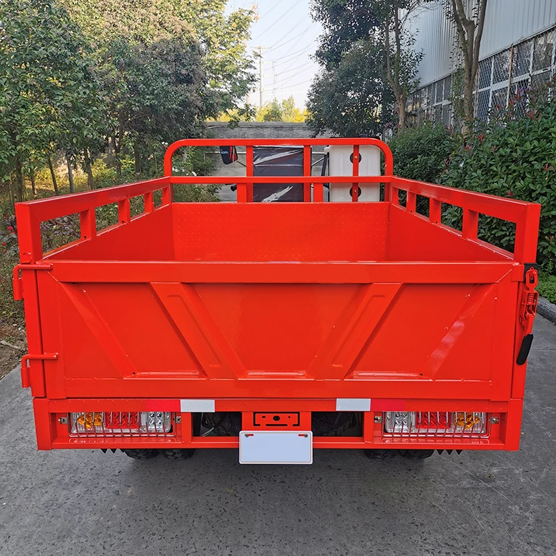 OEM/ODM factory dual water cooled engines rear four tires overload self-unloading gasoline motor motorcycle cargo tricyclel