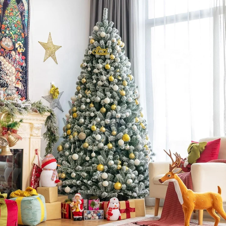 150cm 180cm 210cm 240cm Xmas Tree Flocked Christmas Trees Snow White Artificial Christmas Tree