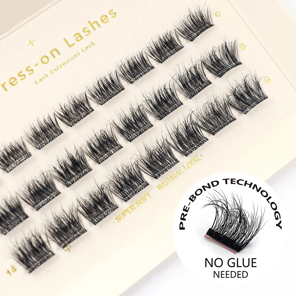 Pre-Glued DIY Cluster Individual Lashes Kit Pop Lashes Self-Adhesive Full Strip Segment Eyelashes No Magnetic Lashes