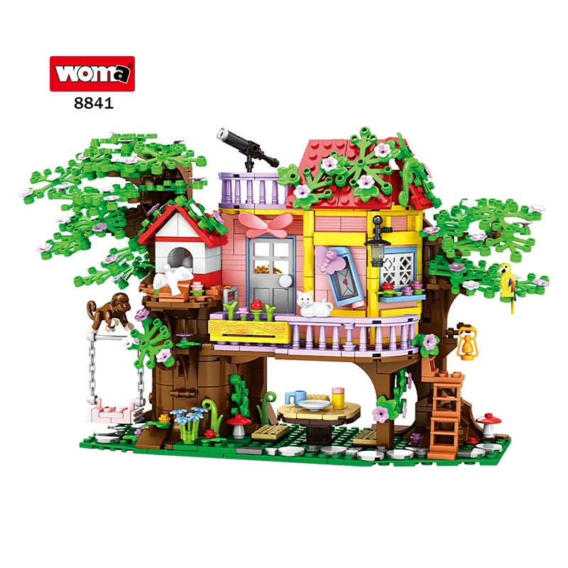 WOMA TOYS 2023 New Amz Landscapes bird cat figure bonsia tree house mini particle treehouse building brick blocks