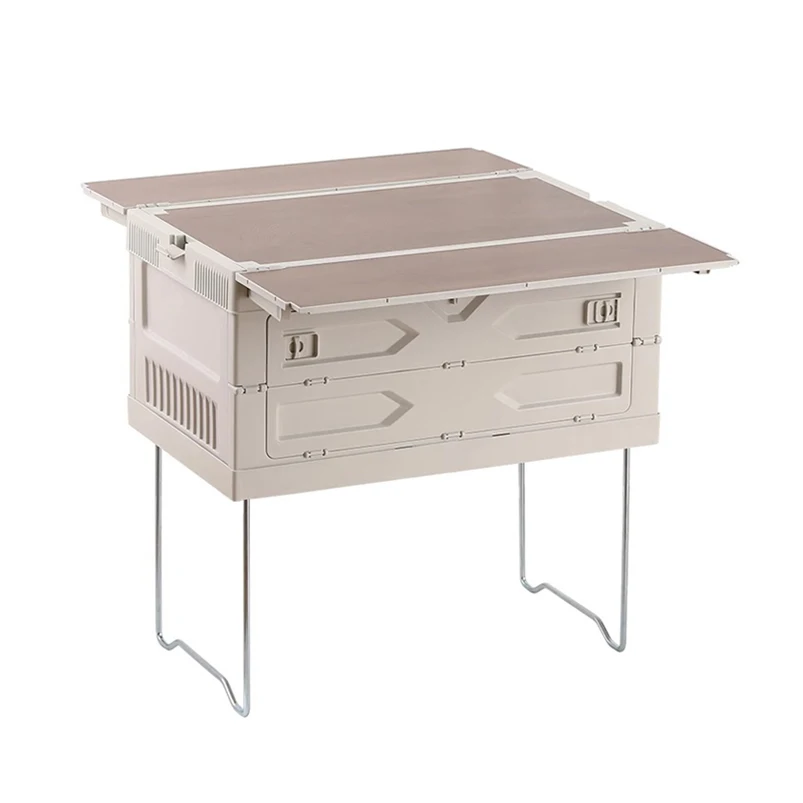 Army Green Foldable Outdoor Camping Folding Storage Boxes Bin Container Table Fully Fold Durable Stainless Steel Raising Bracket