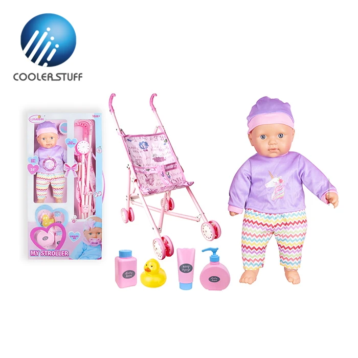 Coolerstuff Hot Selling Role Play Set Pretend Play Take Care Of The Baby American Doll Girl with Stroller