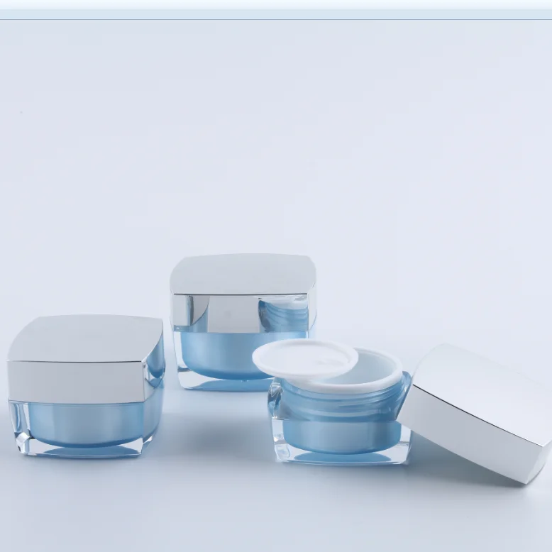 15ml 30ml 50ml 100ml  cosmetic square double acrylic lotion jar  plastic cream jar with plastic lid