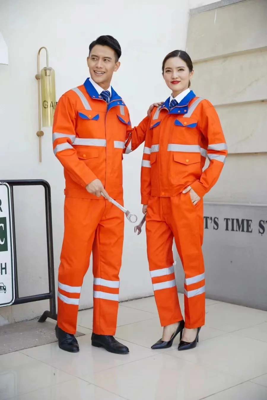New Design Polyester Cotton Construction Work Clothes Work Safety Uniforms with Reflectors