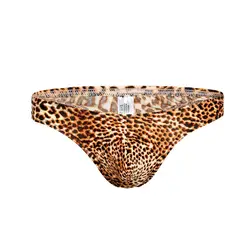 gay boys mens sexy underwear Leopard-print accessory lingerie boxer briefs spandex with high elastic waistband string bikini