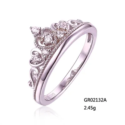 Grace Jewelry Royal Crown Noble Heart Women Lady 925 Silver CZ Wholesale Custom Fine Jewelry Ring