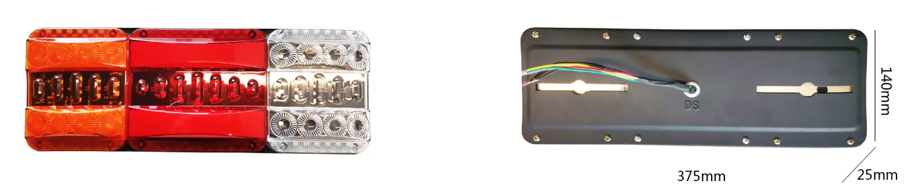 15 x 5.5 inches led rectangular combination stop turn tail light truck trailer dot